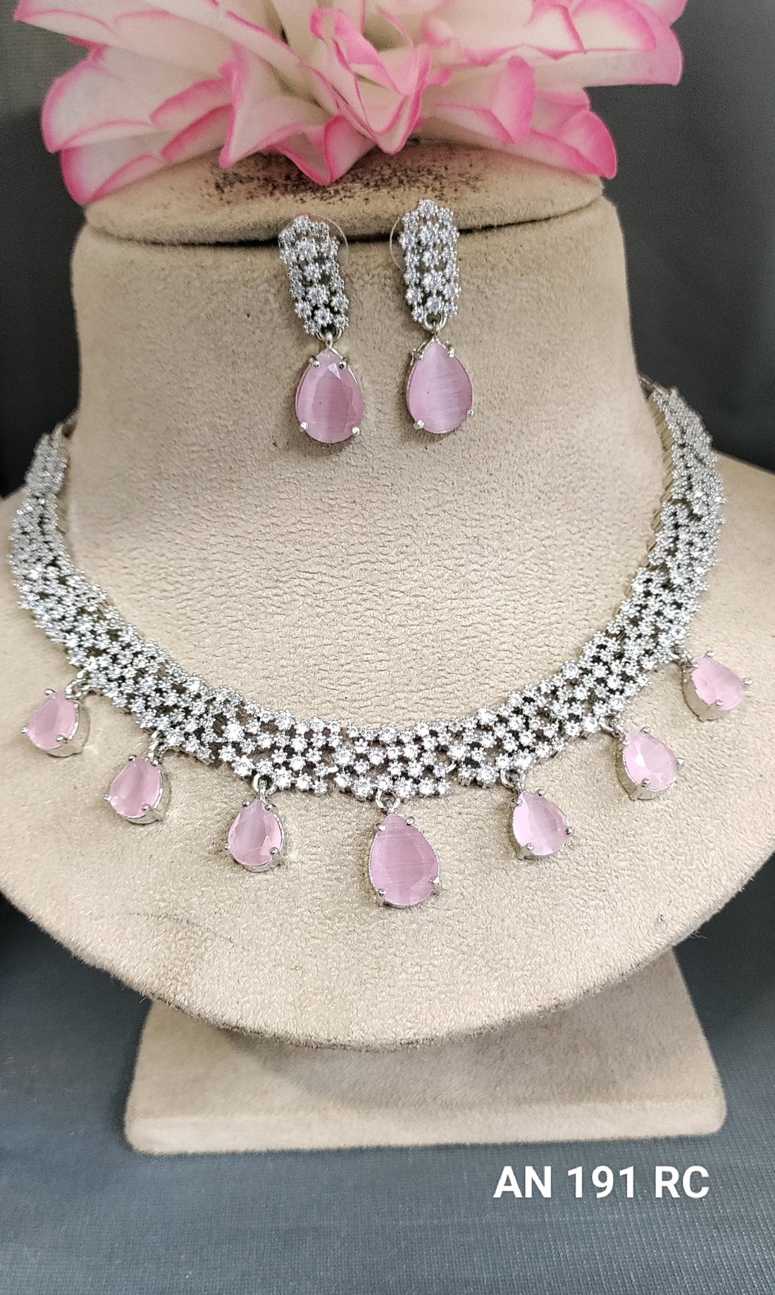 Cz ad Rodium Necklace Set Sku 191 RC/C-7