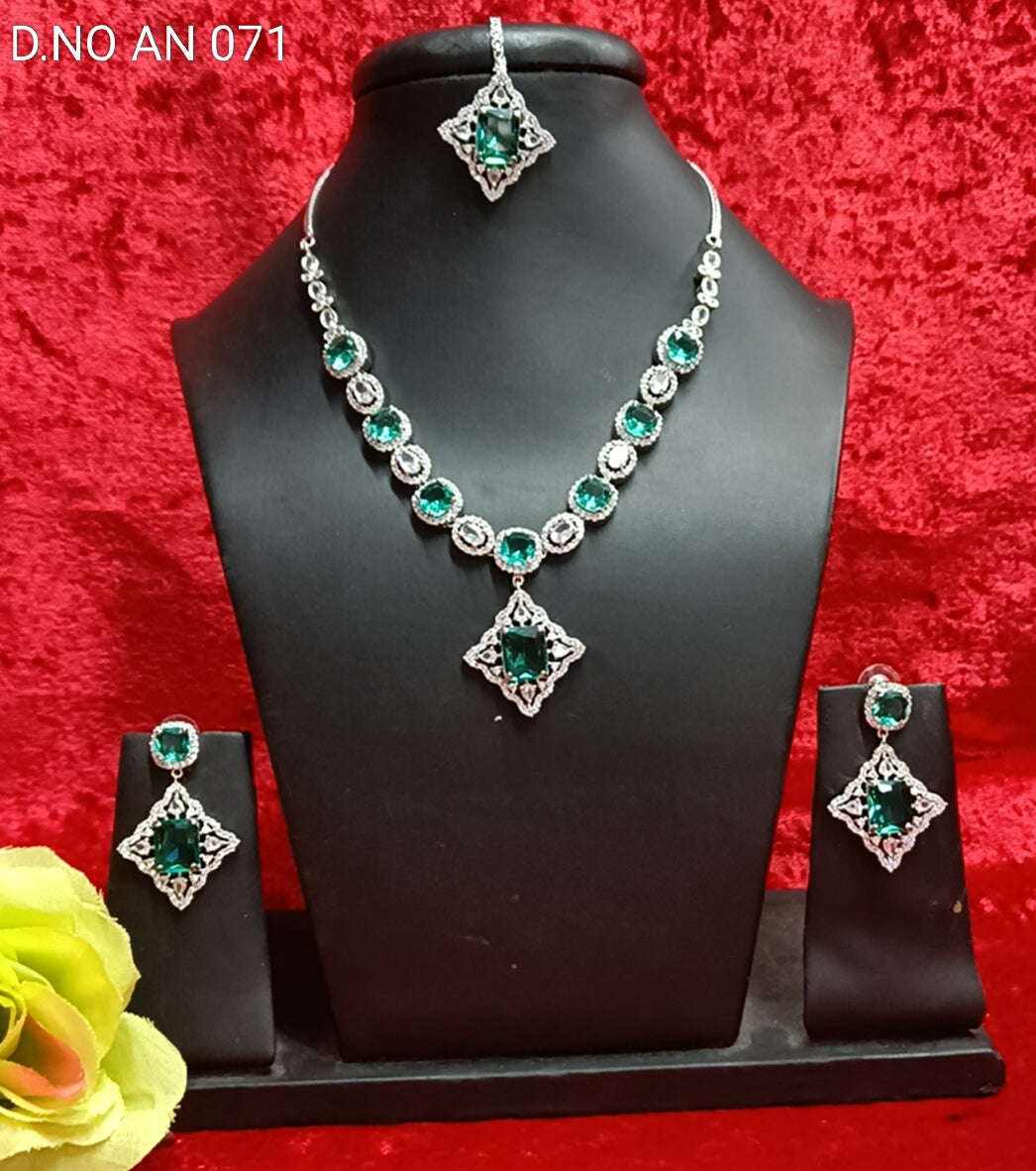 Cz Ad Rodium Necklace Set Sku AN 071 AP/C-8
