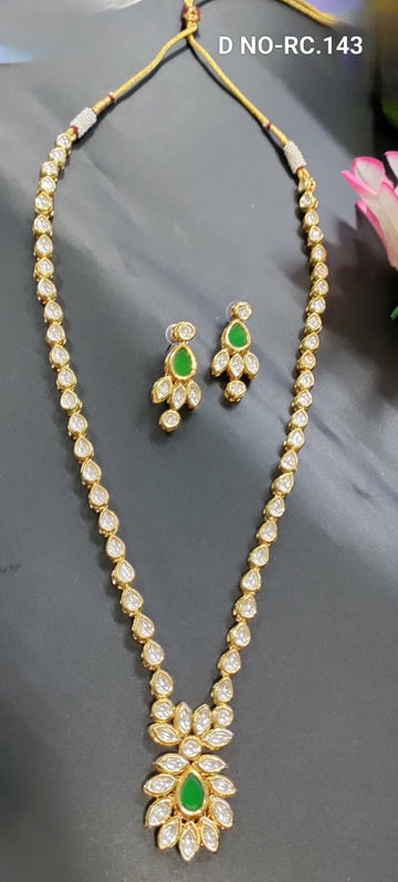 Golden Long Kundan Necklace SKU-RC.143 D-4