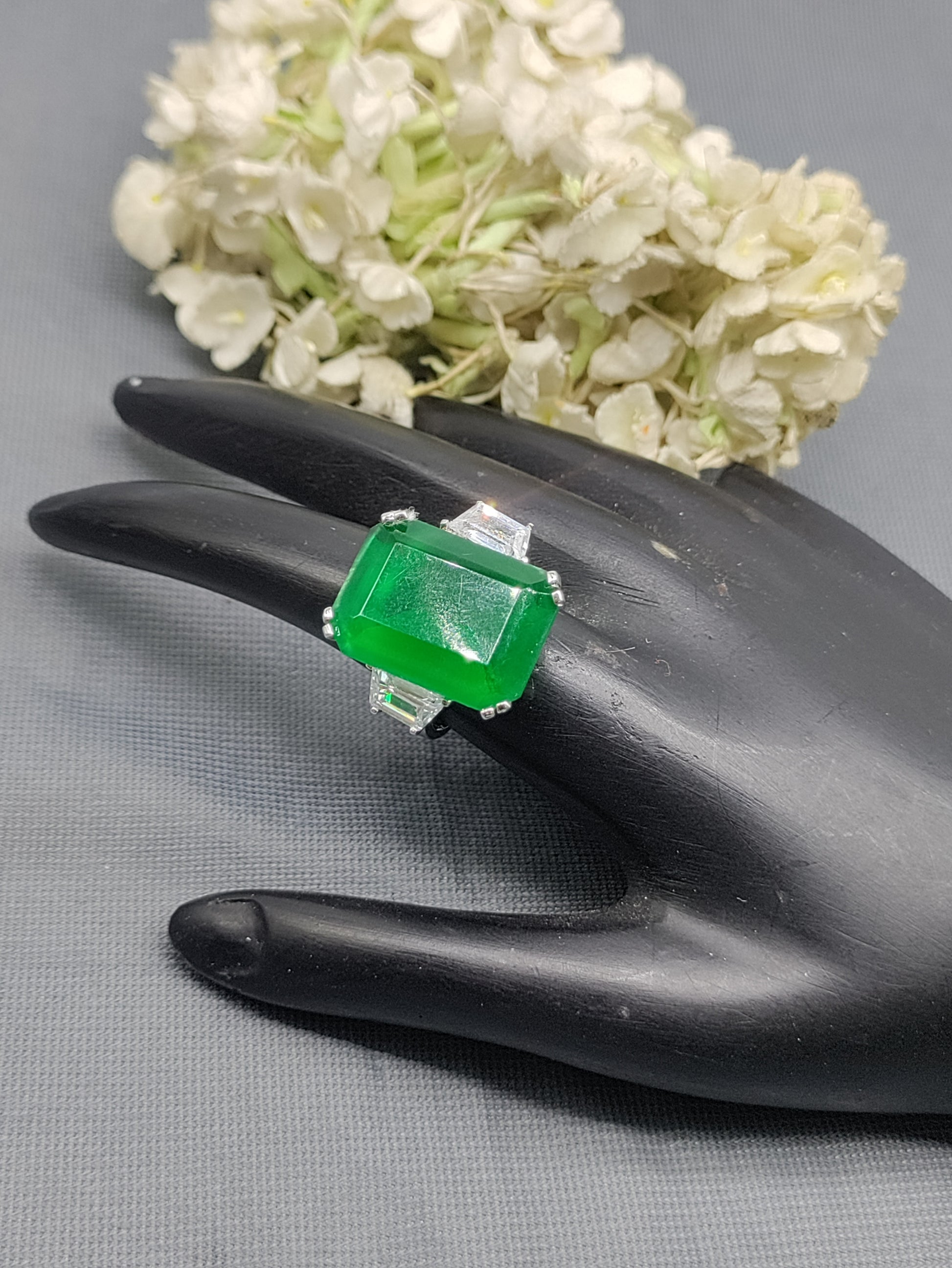 Rodium American Diamond Finger Ring Sku-5968 rchiecreation