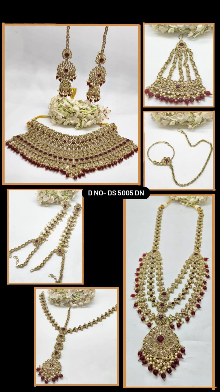 Traditional Mehandi Polki 4774 Wedding Bridal Jewellery Set SKU-KN 5005 DN