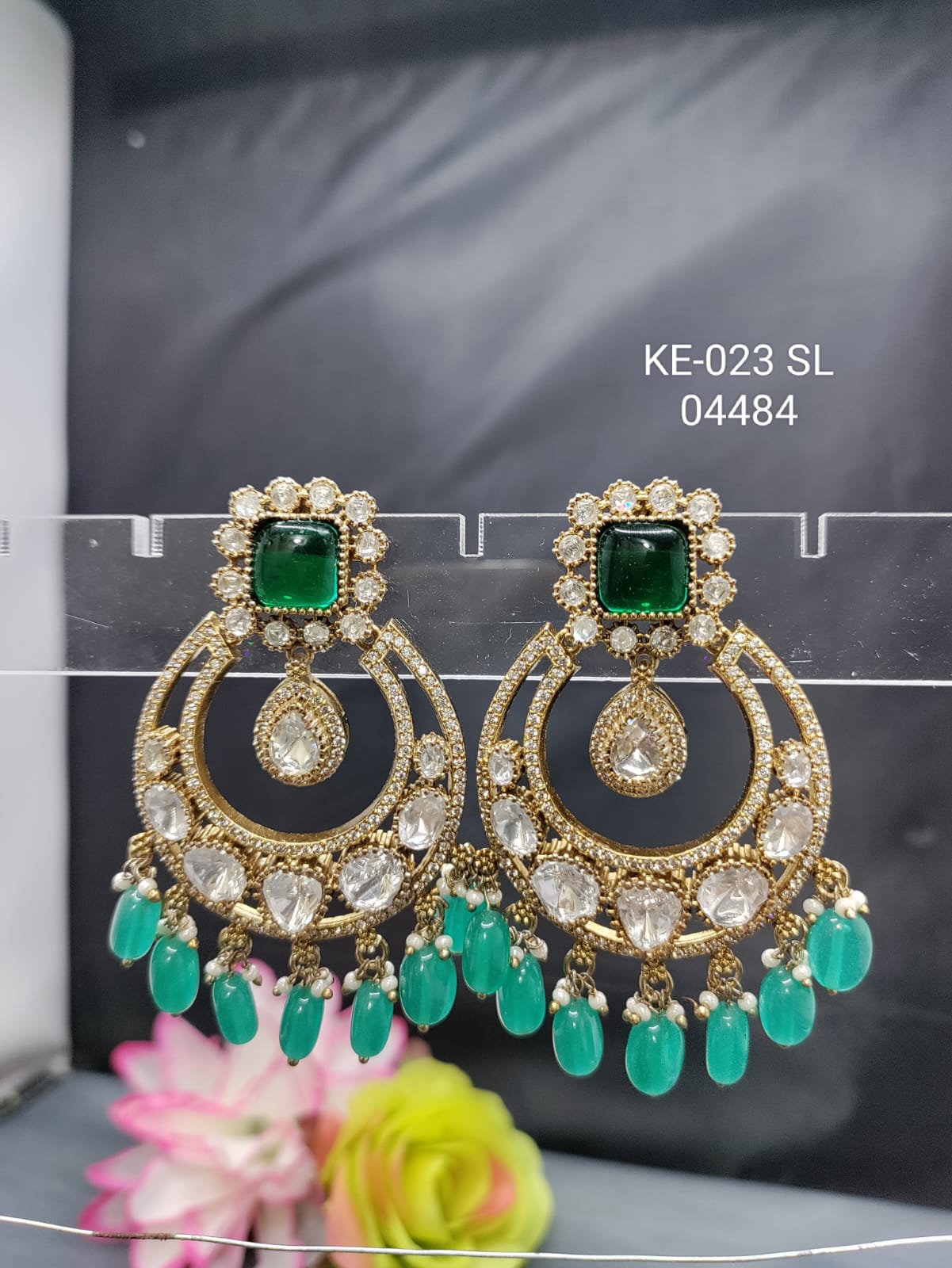 Moissanite Kundan Earring SKU KE 023 SL rchiecreation