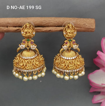 Antique Golden Temple Zhumki Earring SKU -AE 199 SG