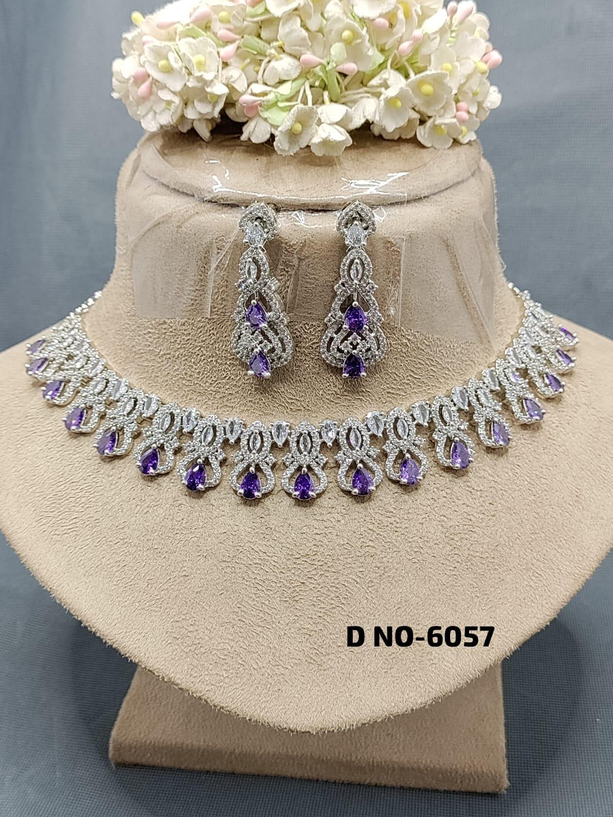 Rodium Diamond Necklace Sku 6057 C3 - rchiecreation