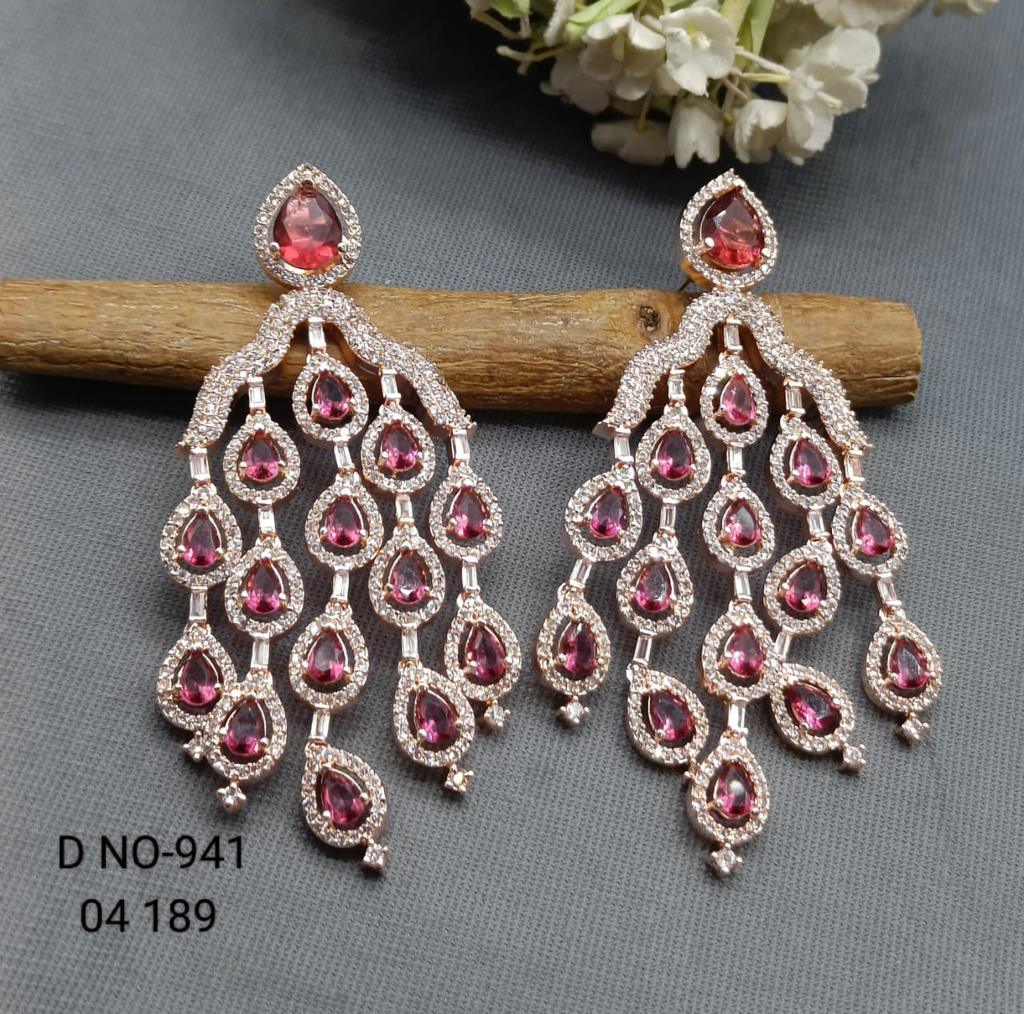 Rose Gold American Diamond Earrings Sku-941 C1 - rchiecreation
