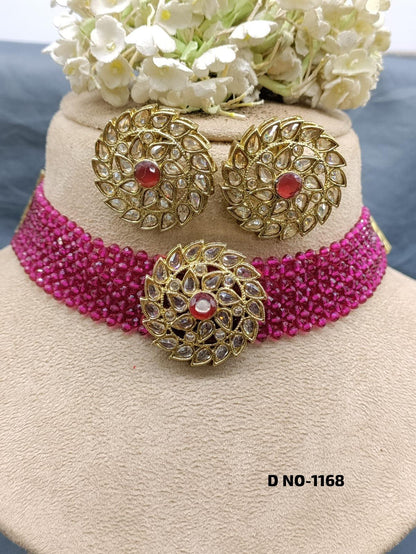 Ruby Choker Necklace Set Sku-1168 B4 - rchiecreation