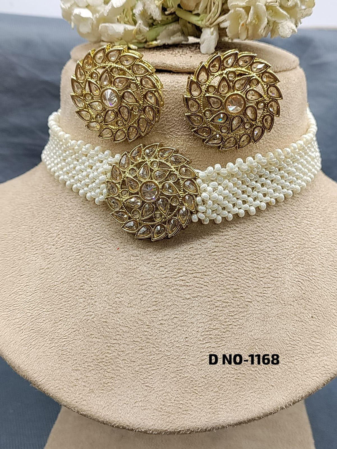 Ruby Choker Necklace Set Sku-1168 B4 rchiecreation