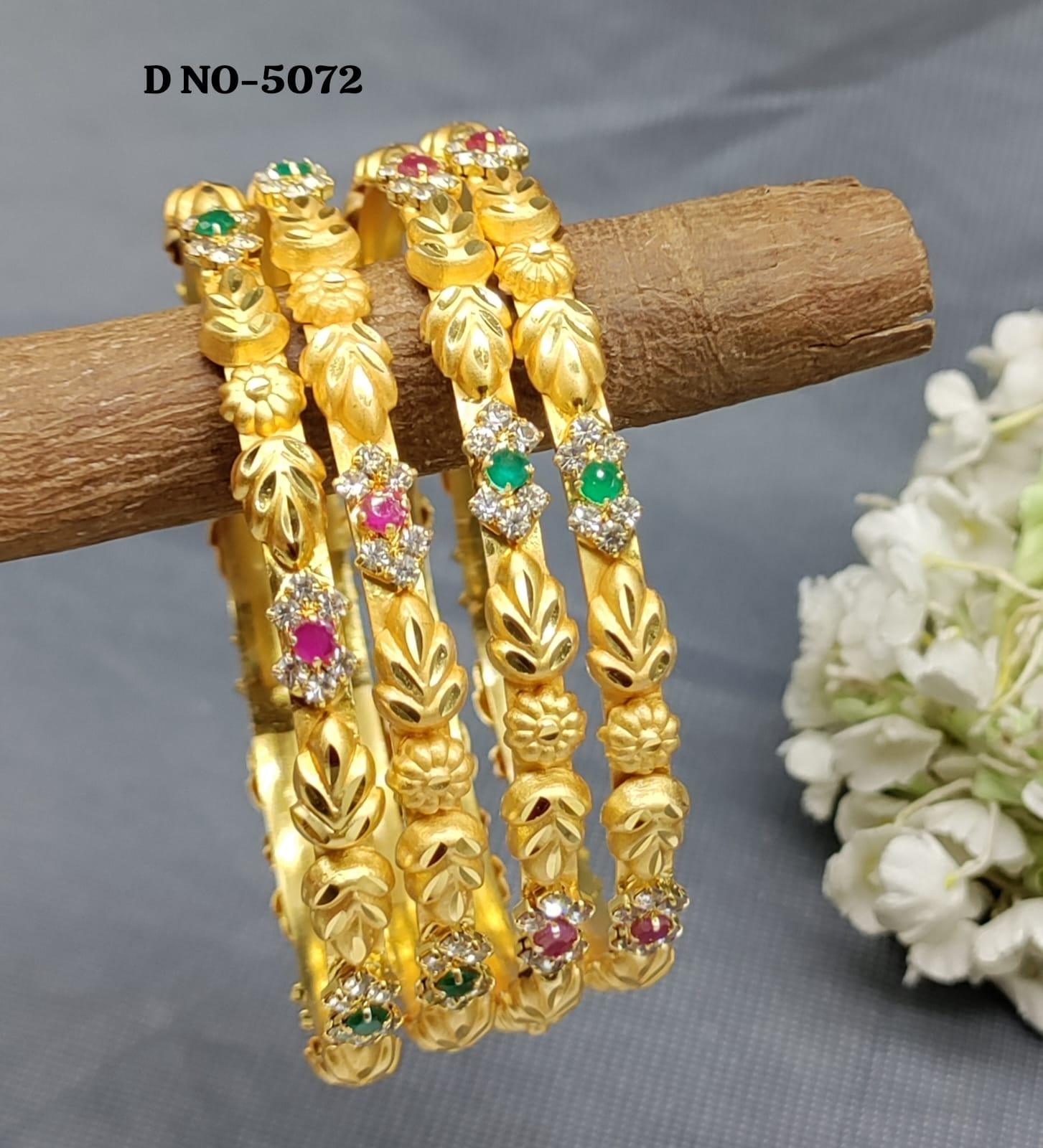 Ruby Stone Bangles golden Sku 5072 G4 - rchiecreation