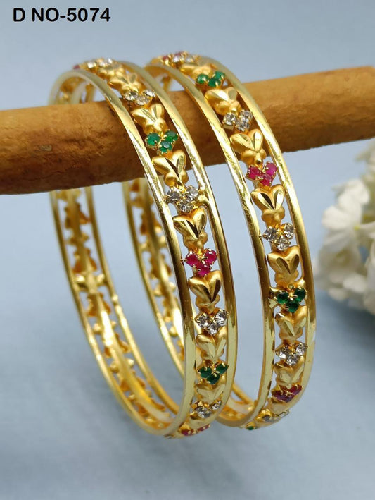 Ruby Stone Bangles golden Sku 5074 G4 - rchiecreation