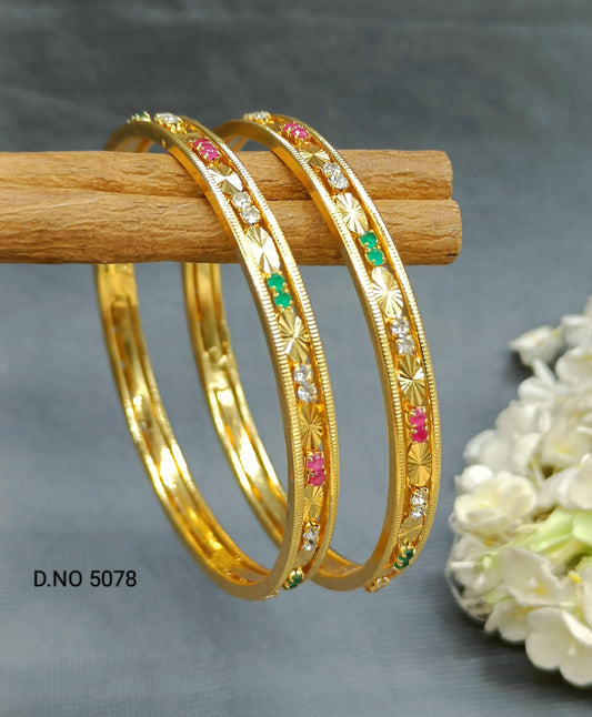 Ruby Stone Bangles golden Sku 5078 G4 - rchiecreation