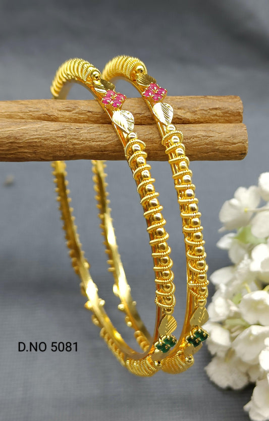 Ruby Stone Bangles golden Sku 5081 G4 - rchiecreation