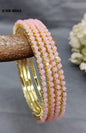 Stone Bangles Golden Monalisa Pink Sku- 6043 - rchiecreation