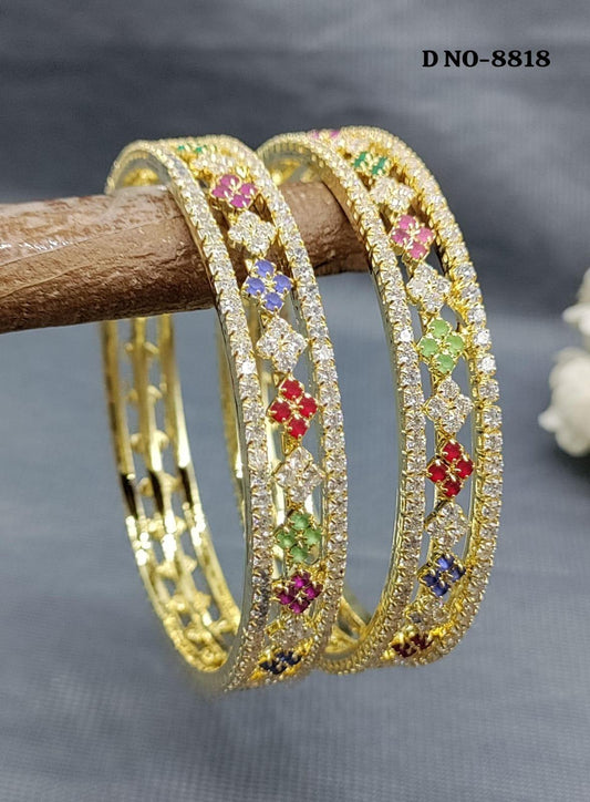 Stone Bangles Golden Multy Sku 8818 - rchiecreation