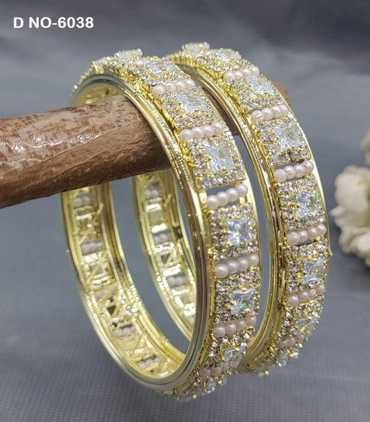 Stone Bangles Golden Sku- 6038 G4 - rchiecreation