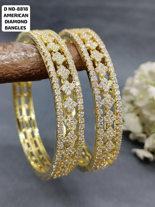 Stone Bangles Golden White Sku 8818 G4 - rchiecreation