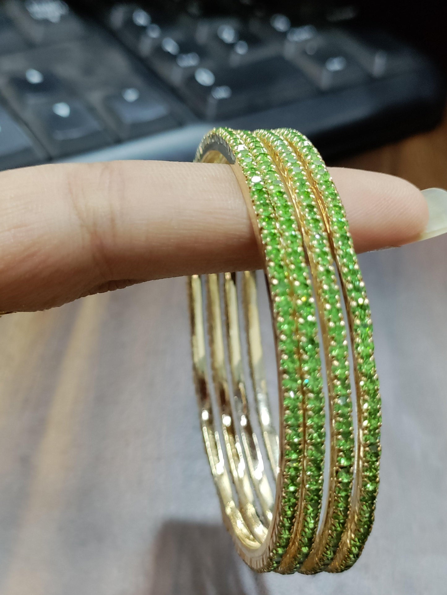 Stone Golden Bangles-101 C4 - rchiecreation