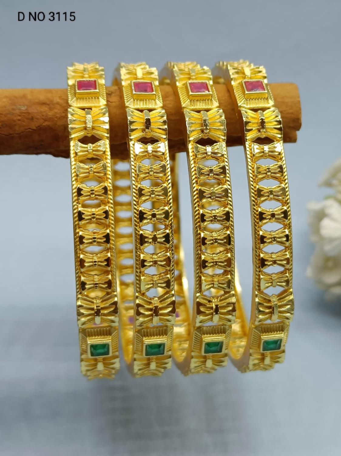 Stone Golden Bangles Sku 3115 G4 - rchiecreation