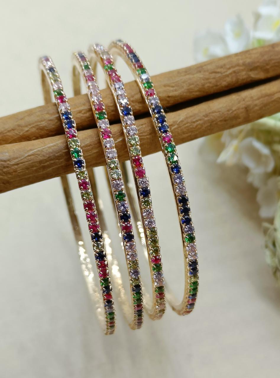 Stone Golden Bangles Sku-5057 C4 - rchiecreation