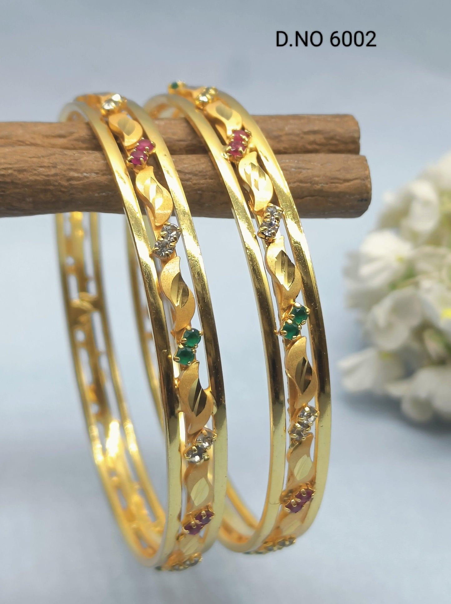 Stone Golden Bangles Sku 6002 G4 - rchiecreation