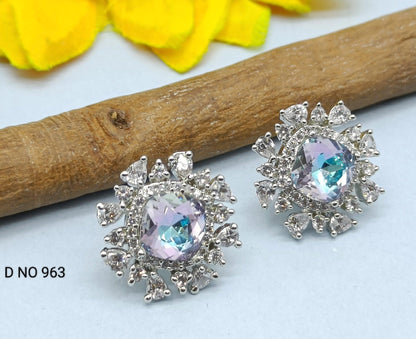 Swaroski Stone Cz Earring Sku 963 C1 - rchiecreation