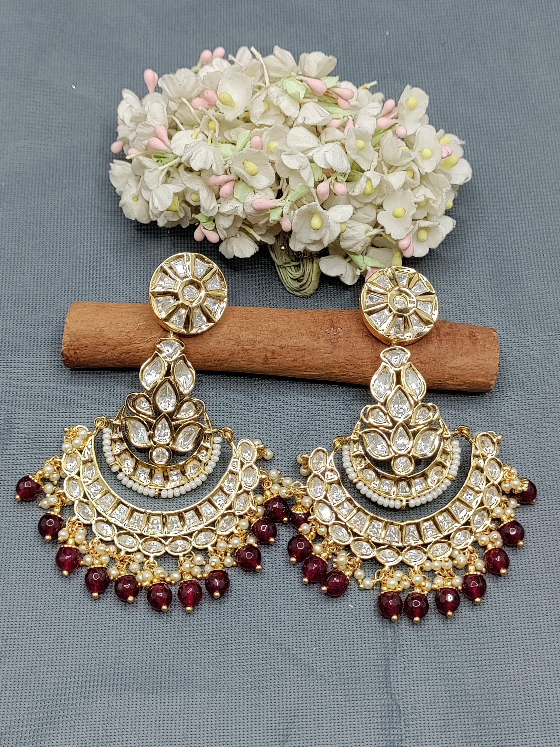 Tiyaani Kundan Earrings Sku-5266 D2 - rchiecreation