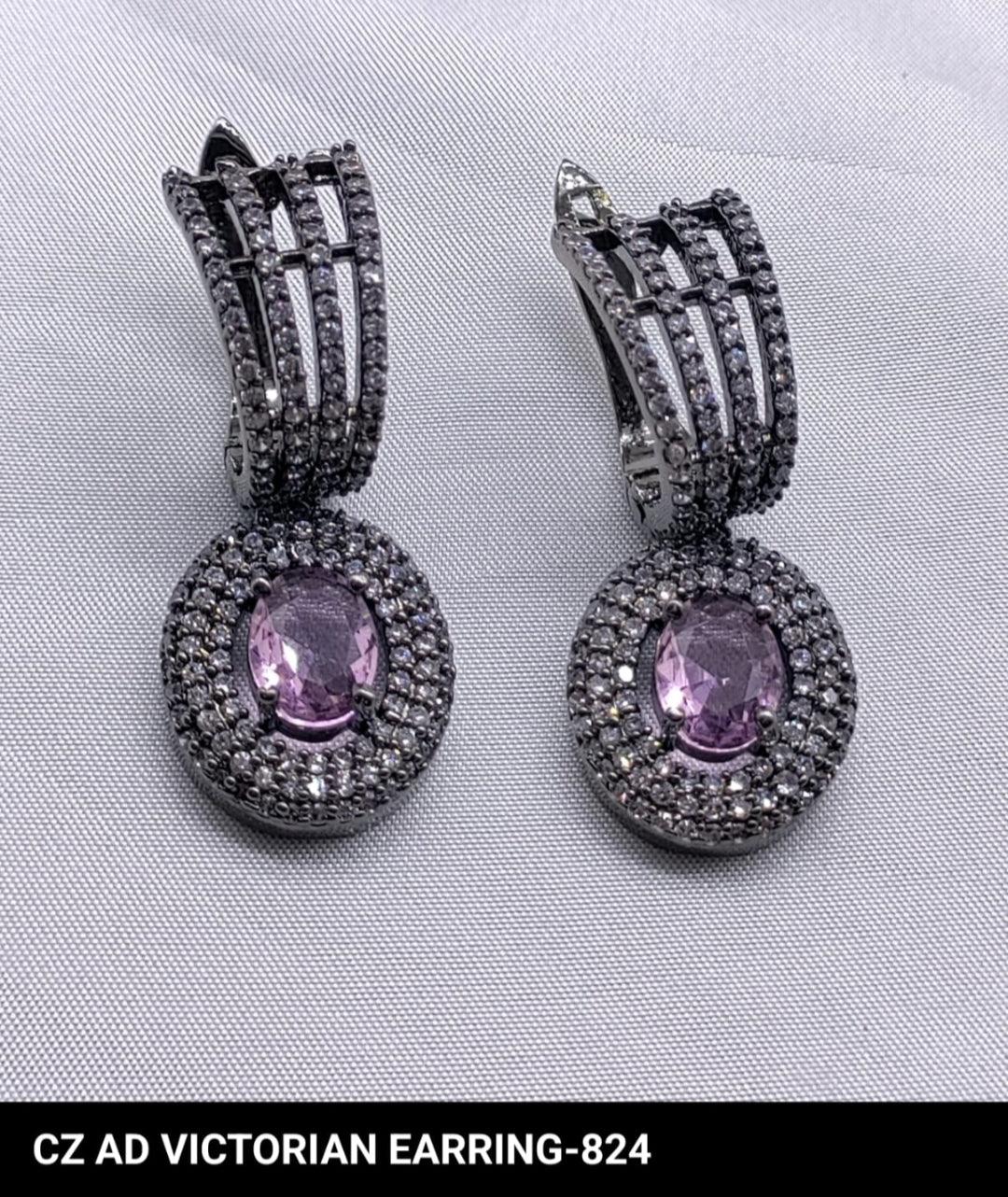 Victorian American Diamond Earrings Sku-824 C1 - rchiecreation