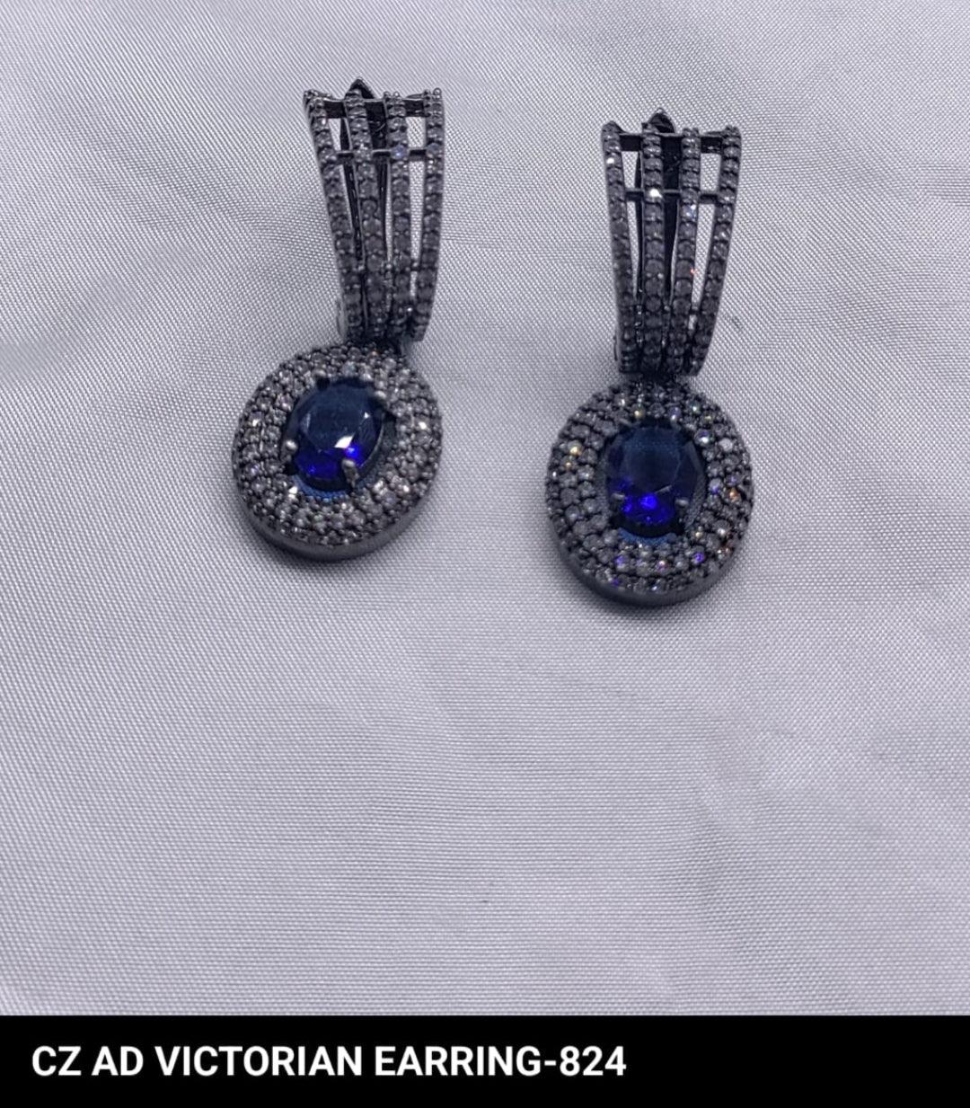 Victorian American Diamond Earrings Sku-824 C1 - rchiecreation