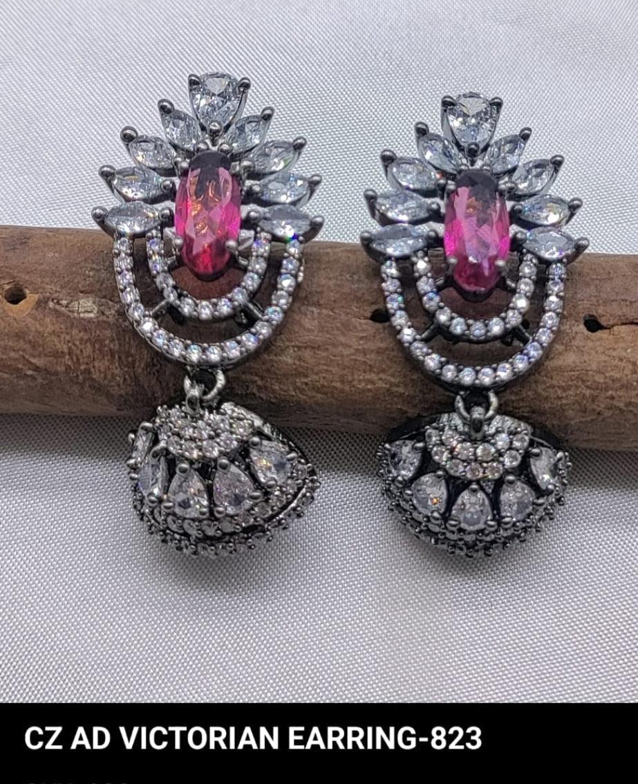 Victorian American Dimond Earrings Sku-823 C1 - rchiecreation