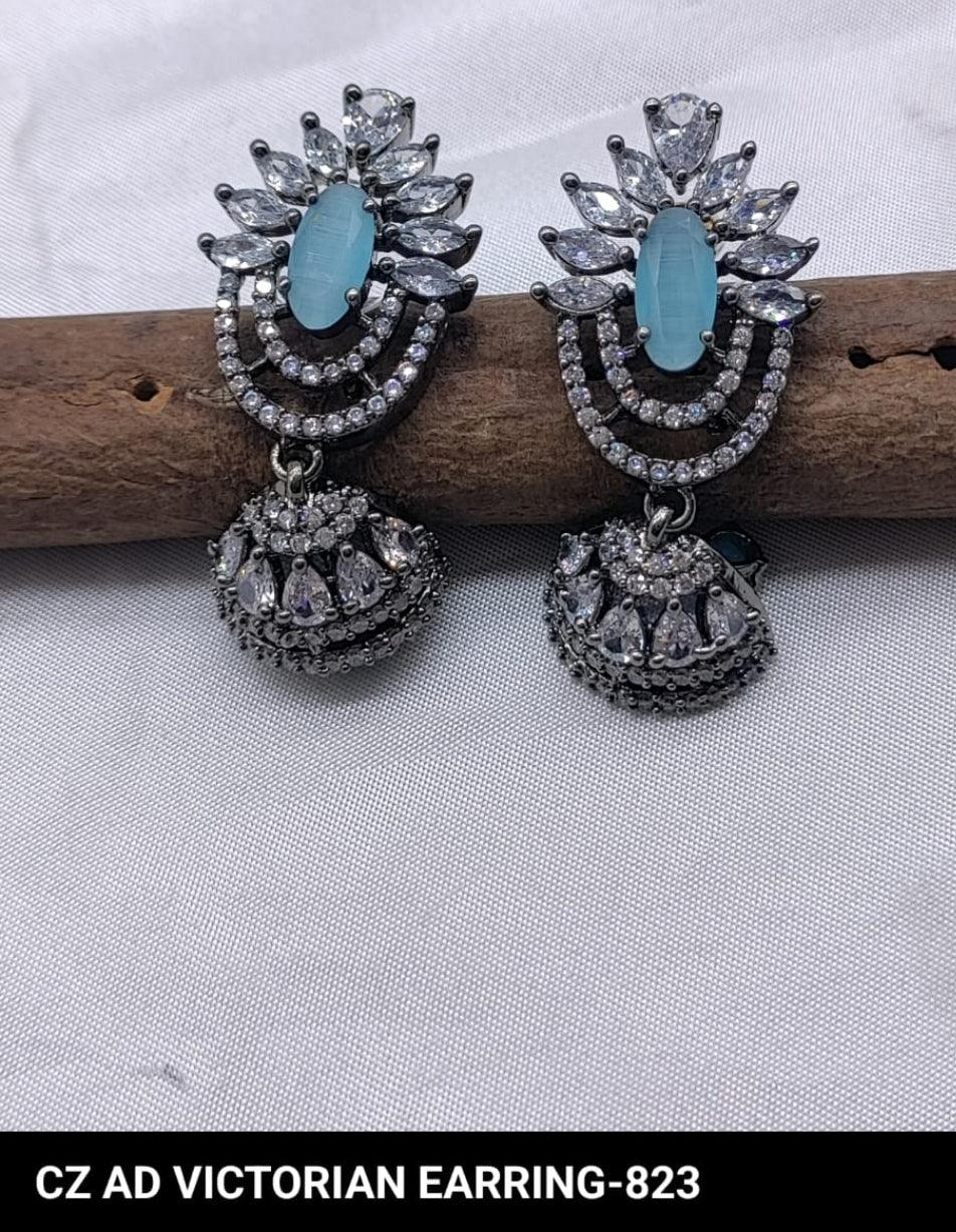 Victorian American Dimond Earrings Sku-823 C1 - rchiecreation
