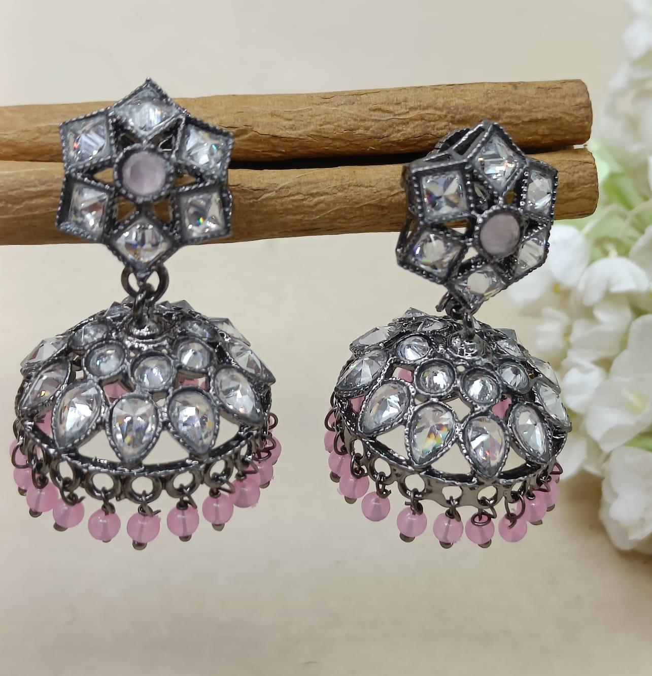 Victorian Polki jhumki Earring Sku-212 H1 - rchiecreation