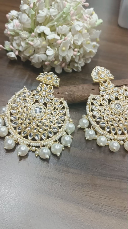 Kundan Earring Golden Sku-750 A1