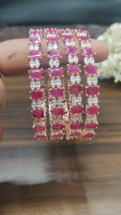 Ruby Cubic Zirconia Stone  Bangles Sku 1955 C4