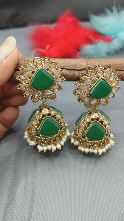 Polki Earring Mehndi Sku 5065 A3