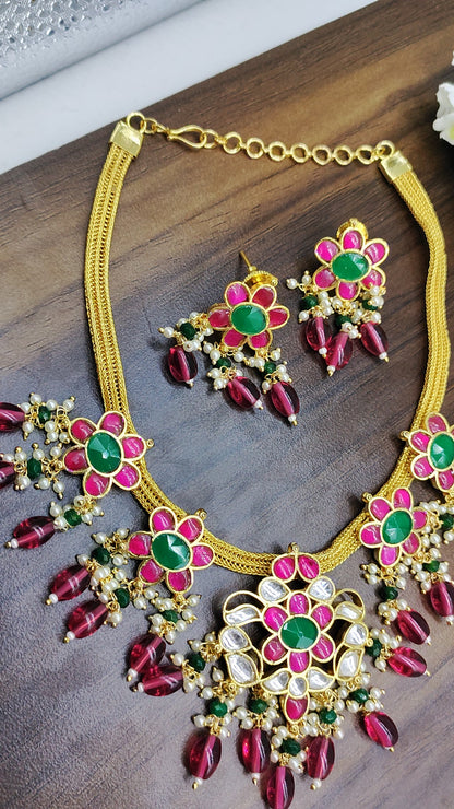 Multy Pachi kundan necklace sku 2078