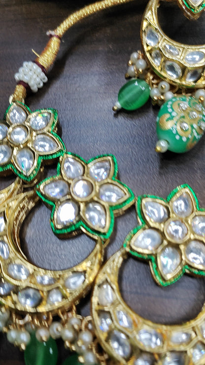 Green Mint  Kundan Necklace Set Sku-5460 D4