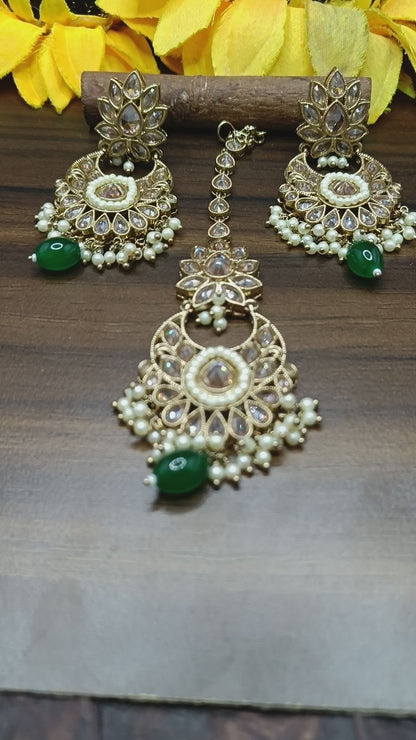 Polki Earring & Tica Mehndi Sku- 830 A5