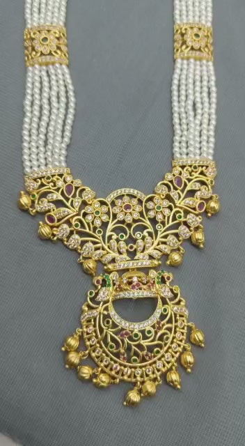 Rajwadi Golden Necklace Set  Sku 6079 D3