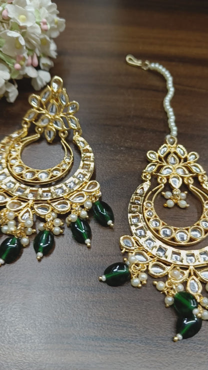 Kundan Earring-Tikka Golden Sku-774 A5