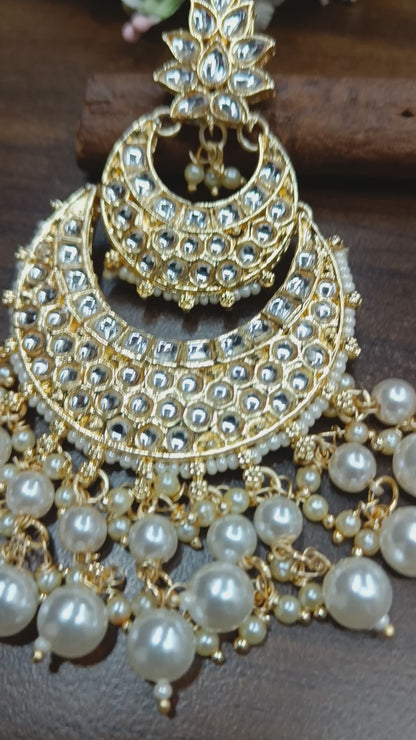 Kundan  Earring Golden Sku -752 A1