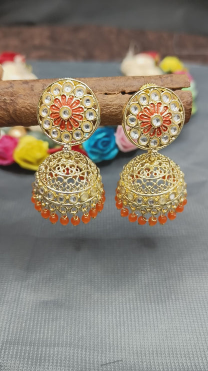 Kundan  Earring Golden Sku 797 A3