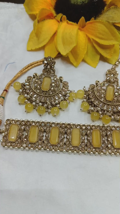 Polki Necklace Mehndi Set Sku-5220 B1