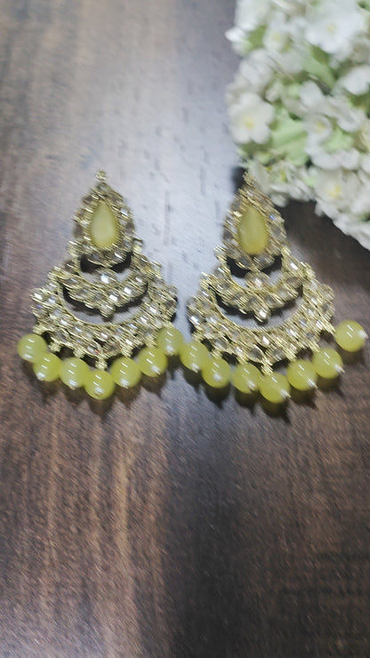 Rodium Polki Earring Sku-627 A2