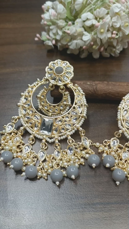 Kundan  Earring Golden Sku -751 A5