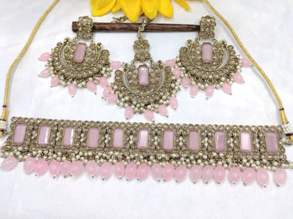 Polki Necklace Mehndi Set Sku-5220 B1