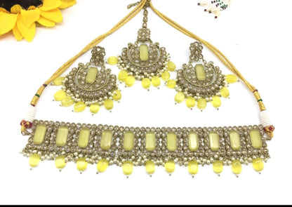 Polki Necklace Mehndi Set Sku-5220 B1