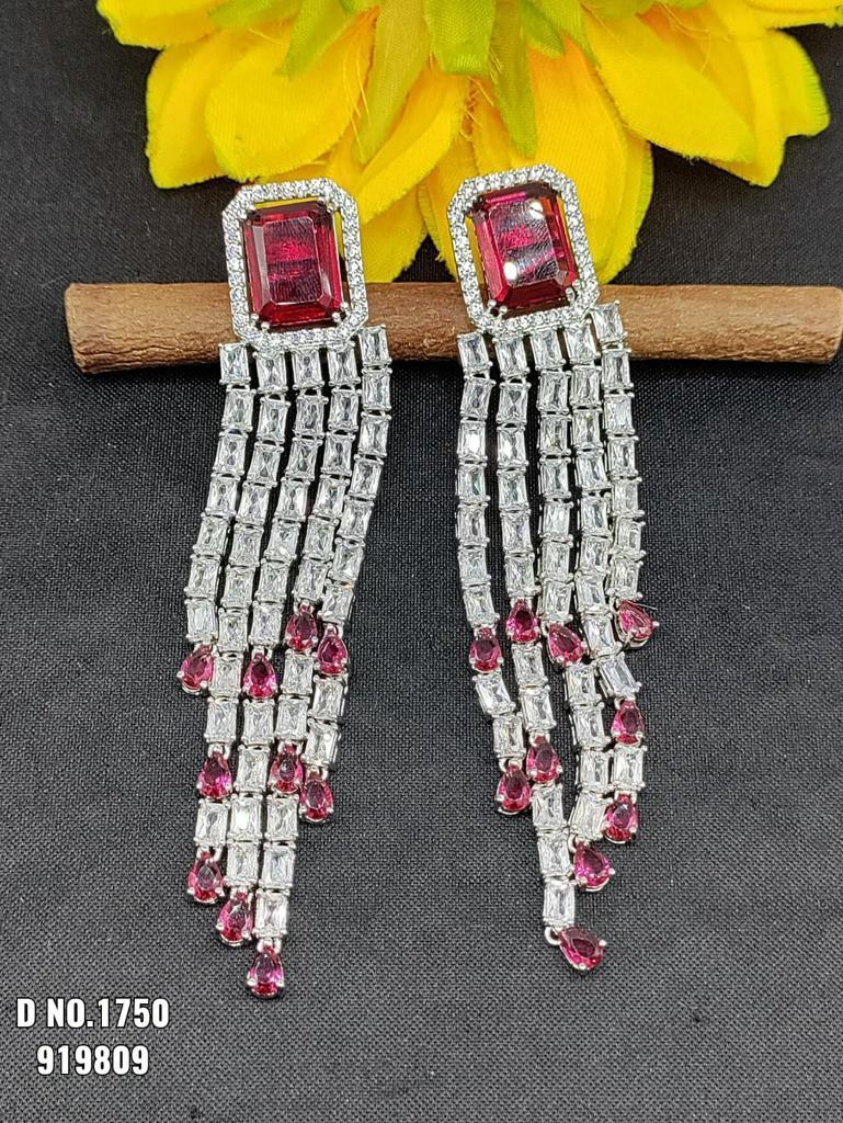 American Diamond Earring Rhodium white-1750 C-1 - rchiecreation