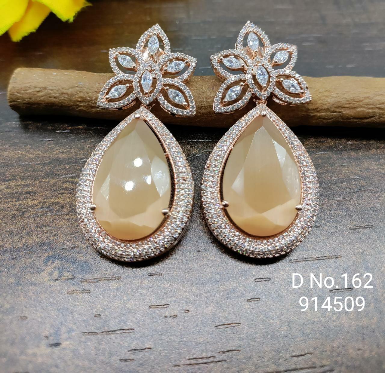 American Diamond Earring Rosegold-162 C-1 - rchiecreation