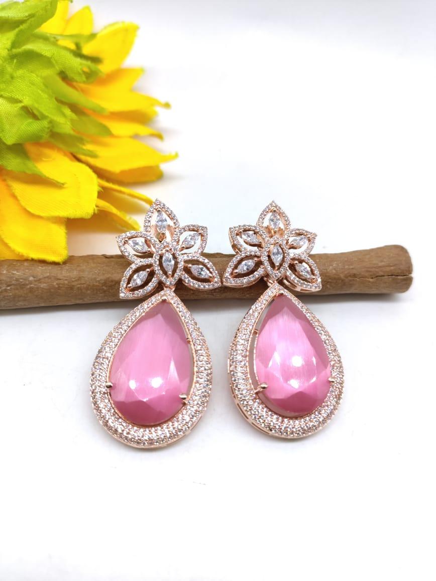 American Diamond Earring Rosegold-162 C-1 - rchiecreation