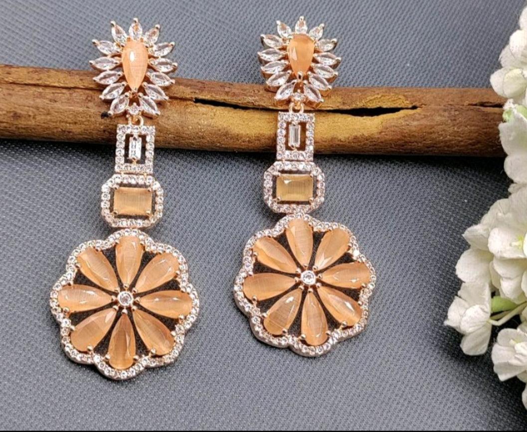 American Diamond Earring Rosegold-5386 C-1 - rchiecreation