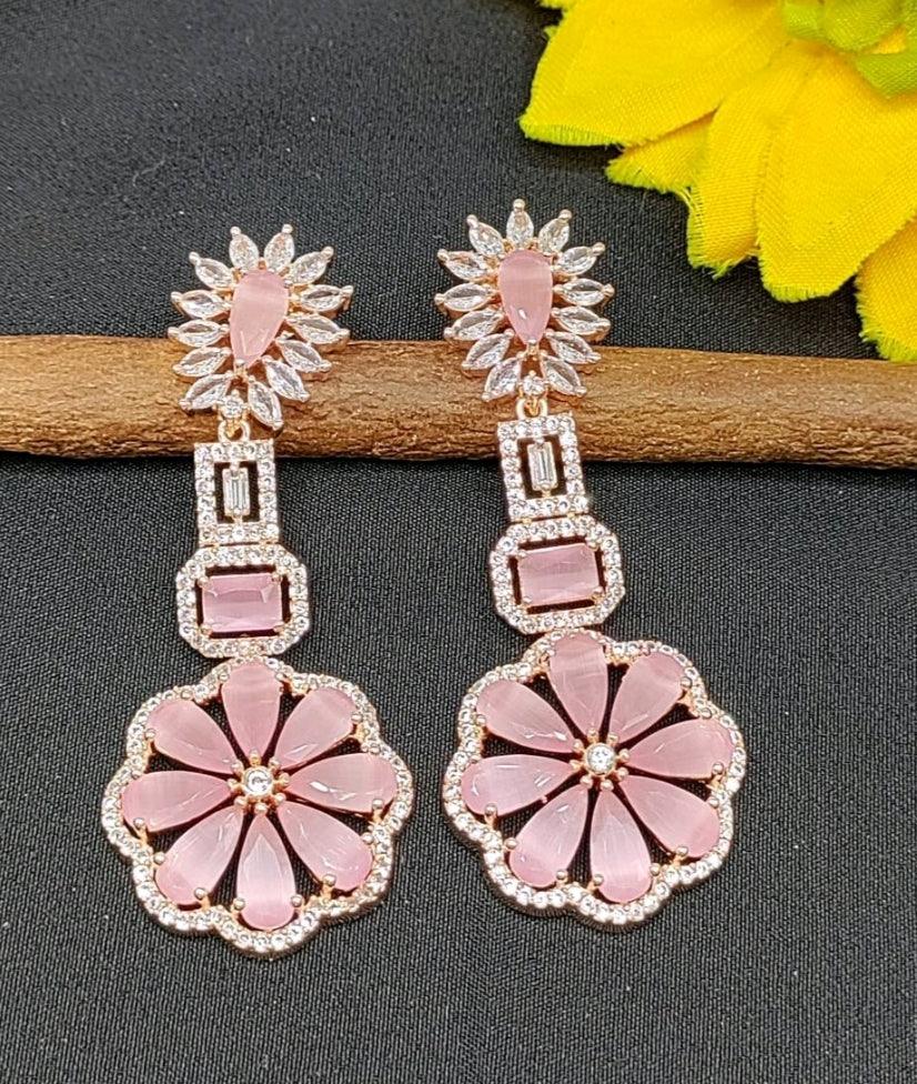 American Diamond Earring Rosegold-5386 C-1 - rchiecreation